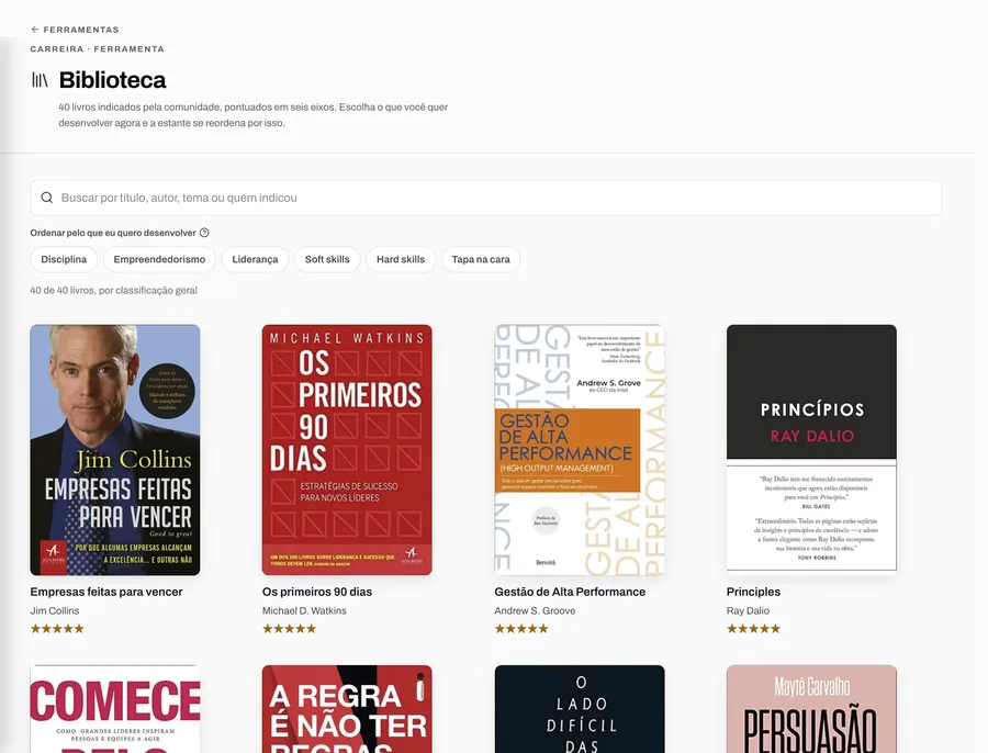 Tela da ferramenta Biblioteca