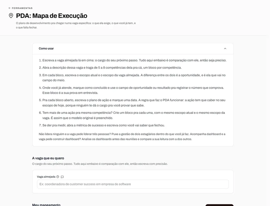 Tela da ferramenta PDA