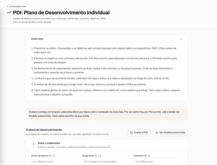Tela da ferramenta PDI